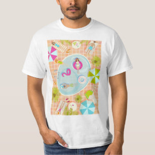 Bikini girls and guys playing swimming pool game T-Shirt