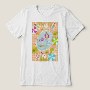 Bikini girls and guys playing swimming pool game Tri-Blend shirt