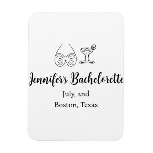 Bikini glass cocktail bachelorette party add name  magnet