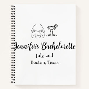 Bikini glass cocktail bachelorette party add name notebook
