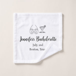 Bikini glass cocktail bachelorette party add name wash cloth