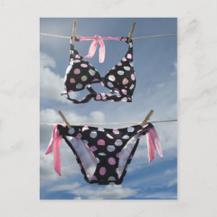 Bikini Hanging On A Clothesline Postcard
