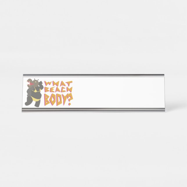 Bikini Hippo Desk Name Plate (Front)