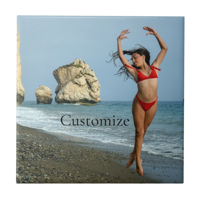 Bikini Model Dancing Thunder_Cove Ceramic Tile (Front)