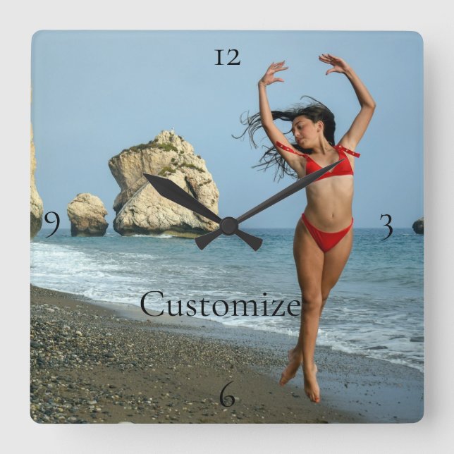 Bikini Model Dancing Thunder_Cove Square Wall Clock (Front)