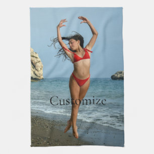 Bikini Model Dancing Thunder_Cove Tea Towel