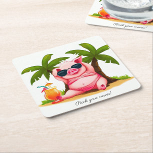 Bikini Pig Drink Coasters