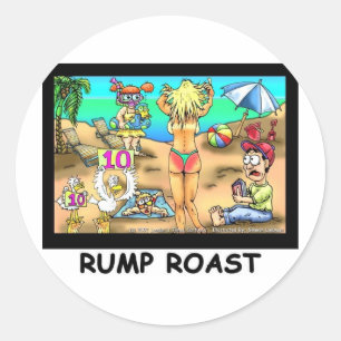 Bikini Rump Roast Funny Offbeat Tees & Gifts Classic Round Sticker