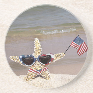 Bikini Starfish with American Flag Coaster