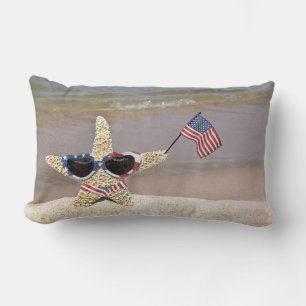 Bikini Starfish with American Flag Lumbar Cushion
