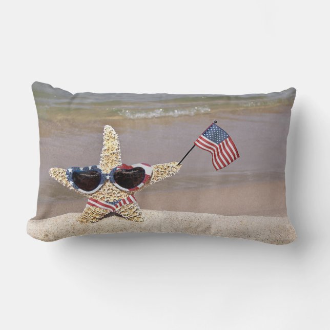 Bikini Starfish with American Flag Lumbar Cushion (Front)
