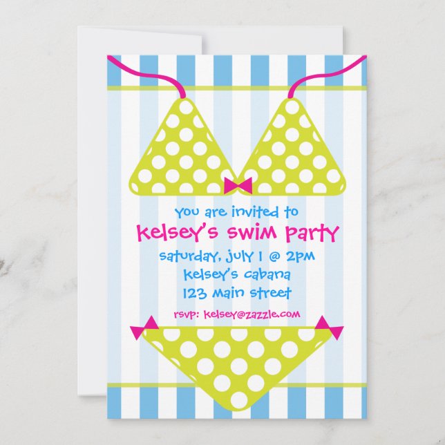 Bikini Swimsuit Swim Pool Party Invitations (Front)