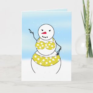 Bikini Time Snowmen Bikini Girl Holiday Card