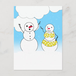 Bikini Time Snowmen Postcard
