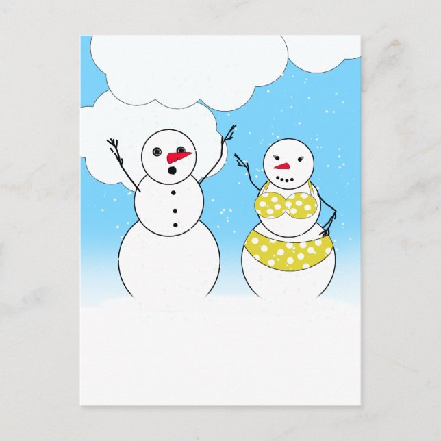Bikini Time Snowmen Postcard (Front)