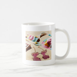Bikini Top And Heart Shape Sunglasses On Beach Coffee Mug