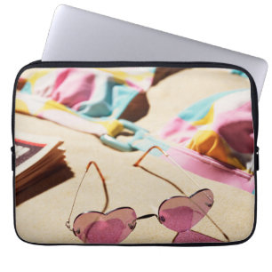 Bikini Top And Heart Shape Sunglasses On Beach Laptop Sleeve