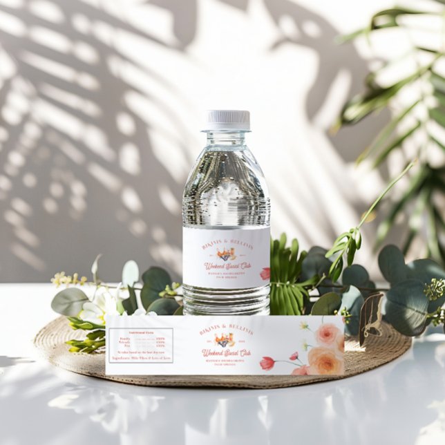 Bikinis and Bellinis Bachelorette Water Bottle Label (Creator Uploaded)