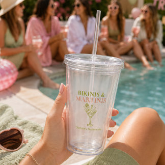 Bikinis and Martinis Bachelorette Party Bach Beach Acrylic Tumbler