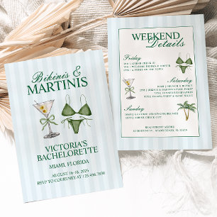 Bikinis and Martinis Bachelorette Party Itinerary Invitation