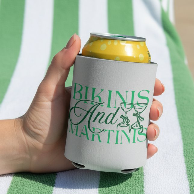 Bikinis and Martinis – Custom Bachelorette Party Can Cooler (Bring the beachy vibes with this playful “Bikinis and Martinis” design!)