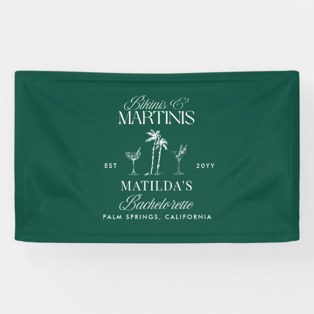 Bikinis and martinis Elegant vintage bachelorette Banner (Horizontal)