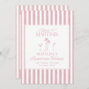 Bikinis and martinis Elegant vintage bachelorette Invitation