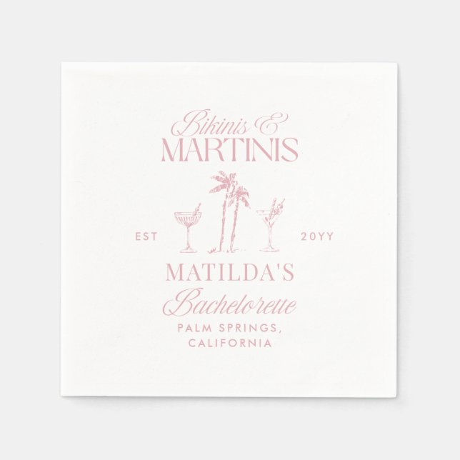 Bikinis and martinis Elegant vintage bachelorette Napkin (Front)