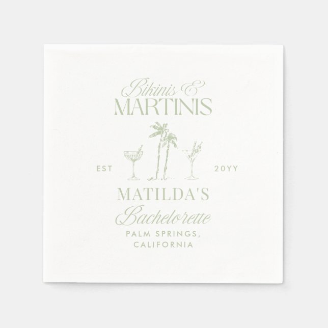 Bikinis and martinis Elegant vintage bachelorette Napkin (Front)