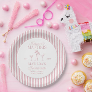 Bikinis and martinis Elegant vintage bachelorette Paper Plate