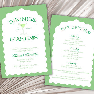 Bikinis And Martinis Green Bachelorette Weekend Invitation