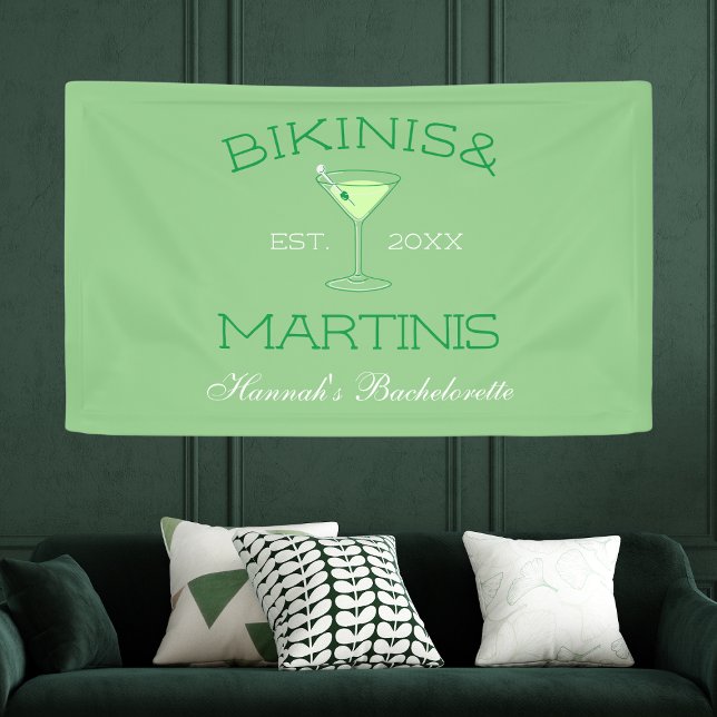 Bikinis And Martinis Green Beach Bachelorette  Banner (Bikinis And Martinis Green Beach Bachelorette Banner)
