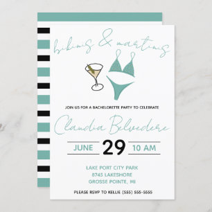 Bikinis and Martinis Themed Bachelorette Party Invitation