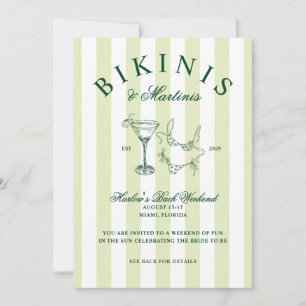 Bikinis and Martinis Vintage Bachelorette Weekend  Invitation