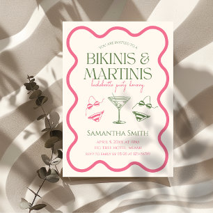 Bikinis & Martinis Bachelorette Party Hand Drawn Invitation