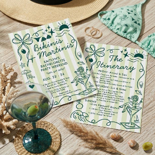 Bikinis & Martinis Bachelorette Party Itinerary Invitation