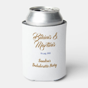 bikinis & martinis bachelorette party name brown  can cooler