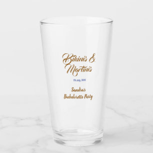 bikinis & martinis bachelorette party name brown  glass