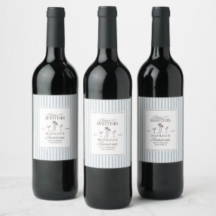 Bikinis & Martinis Bachelorette Wine Bottle Label