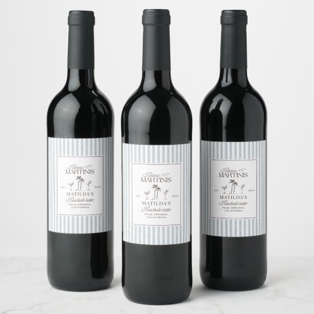 Bikinis & Martinis Bachelorette Wine Bottle Label  (Bottles)