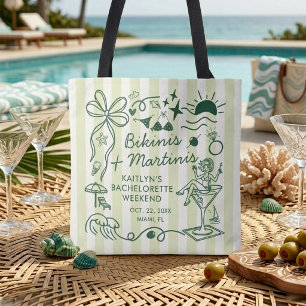 Bikinis & Martinis Beach Bachelorette Party Custom Tote Bag