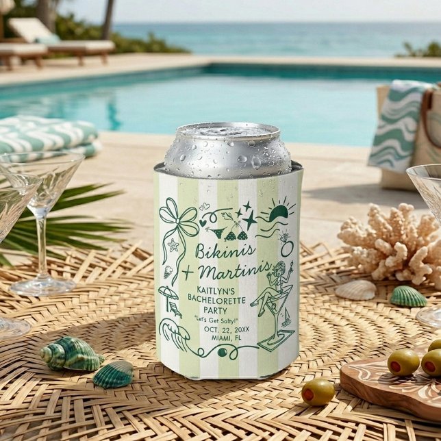 Bikinis & Martinis Beach Bachelorette Party Favour Can Cooler (Creator Uploaded)