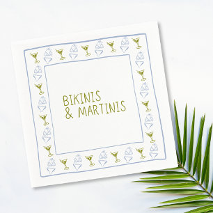 Bikinis & Martinis Blue Olive Bachelorette Party Napkin