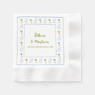 Bikinis & Martinis Blue Olive Bachelorette Party  Napkin