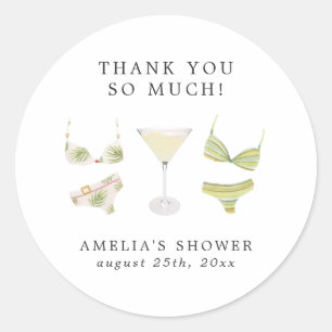 Bikinis & Martinis Bridal Shower Bachelorette Classic Round Sticker