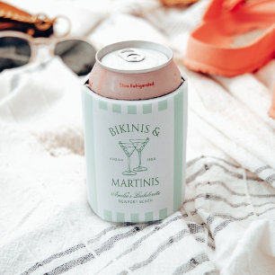 Bikinis & Martinis Green Bachelorette Can Cooler