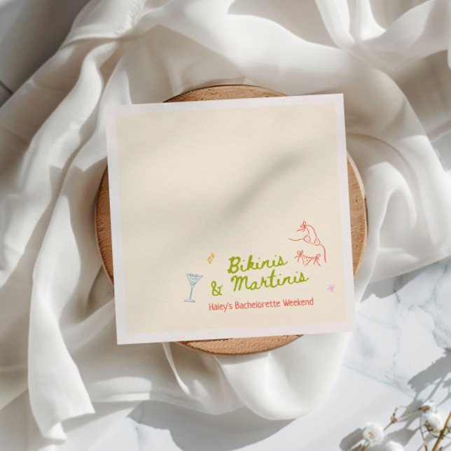 Bikinis & Martinis Hand Drawn Bachelorette Napkin (Creator Uploaded)