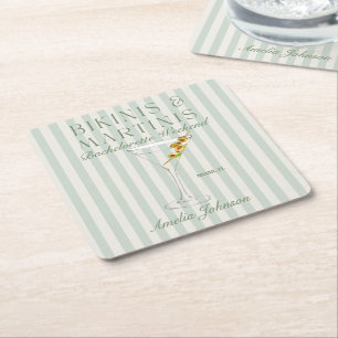 Bikinis & Martinis  Square Paper Coaster