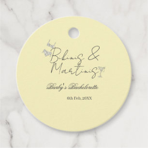 Bikins & Martinis bachelorette party yellow retro Favour Tags