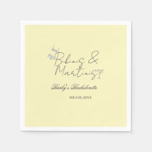 Bikins & Martinis bachelorette party yellow retro Napkin